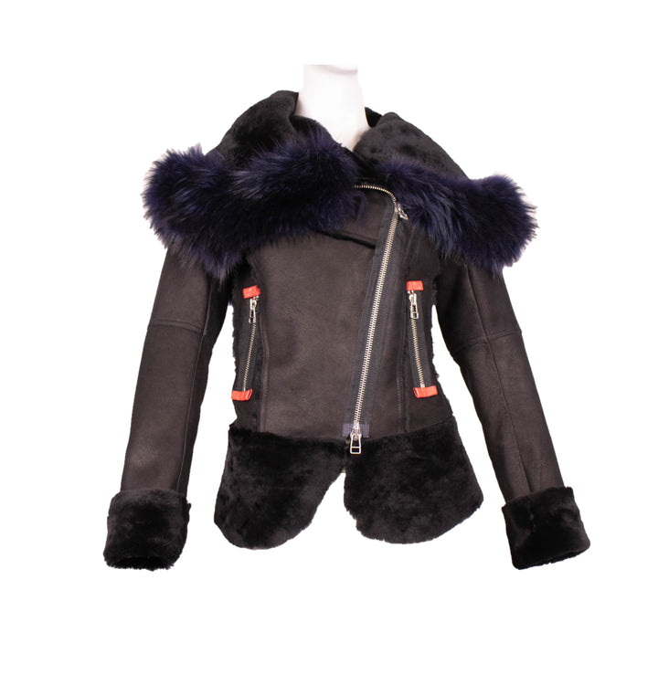 Shearling Jacket With Fox Trim