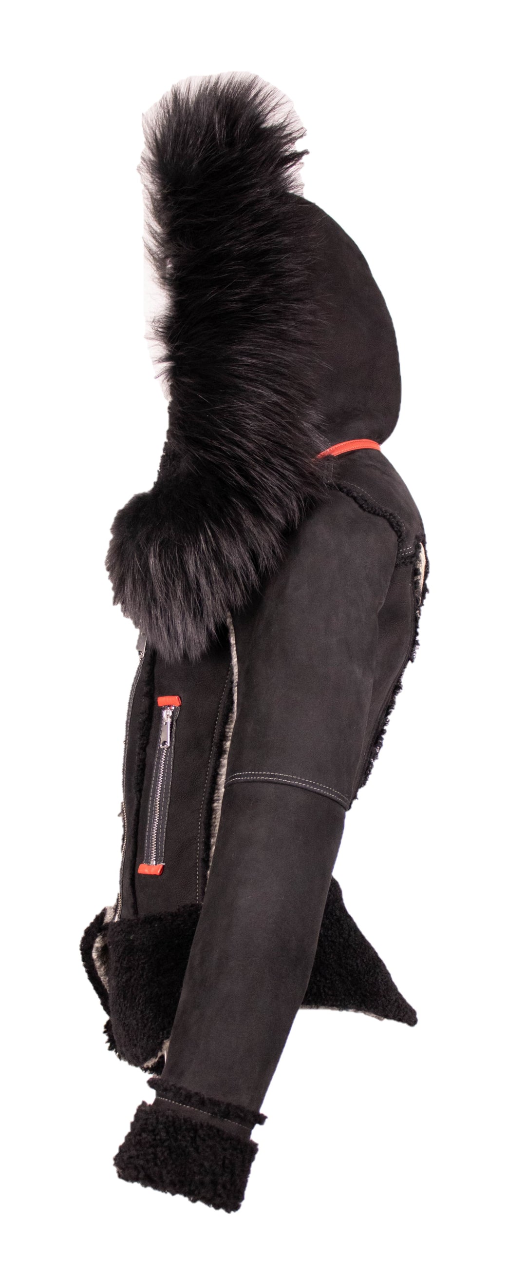 Shearling Jacket With Fox Trim