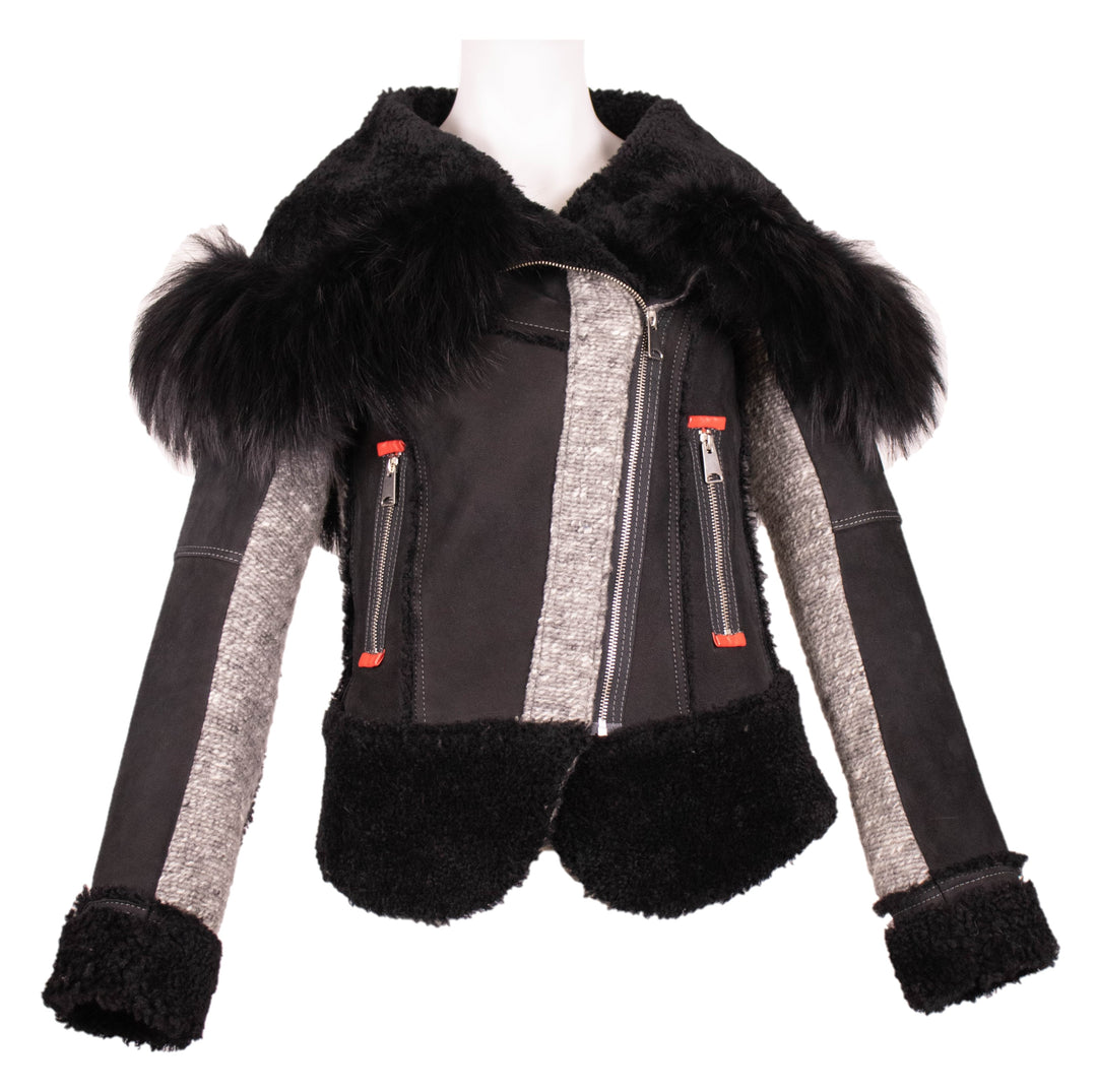 Shearling Jacket With Fox Trim