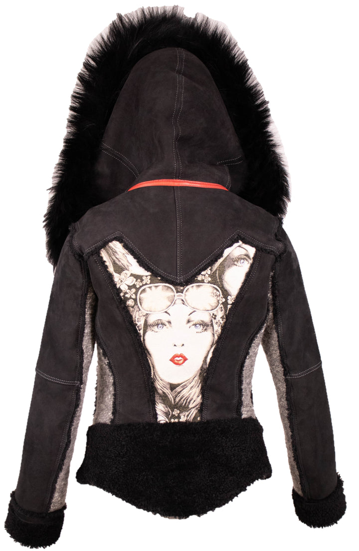 Shearling Jacket With Fox Trim