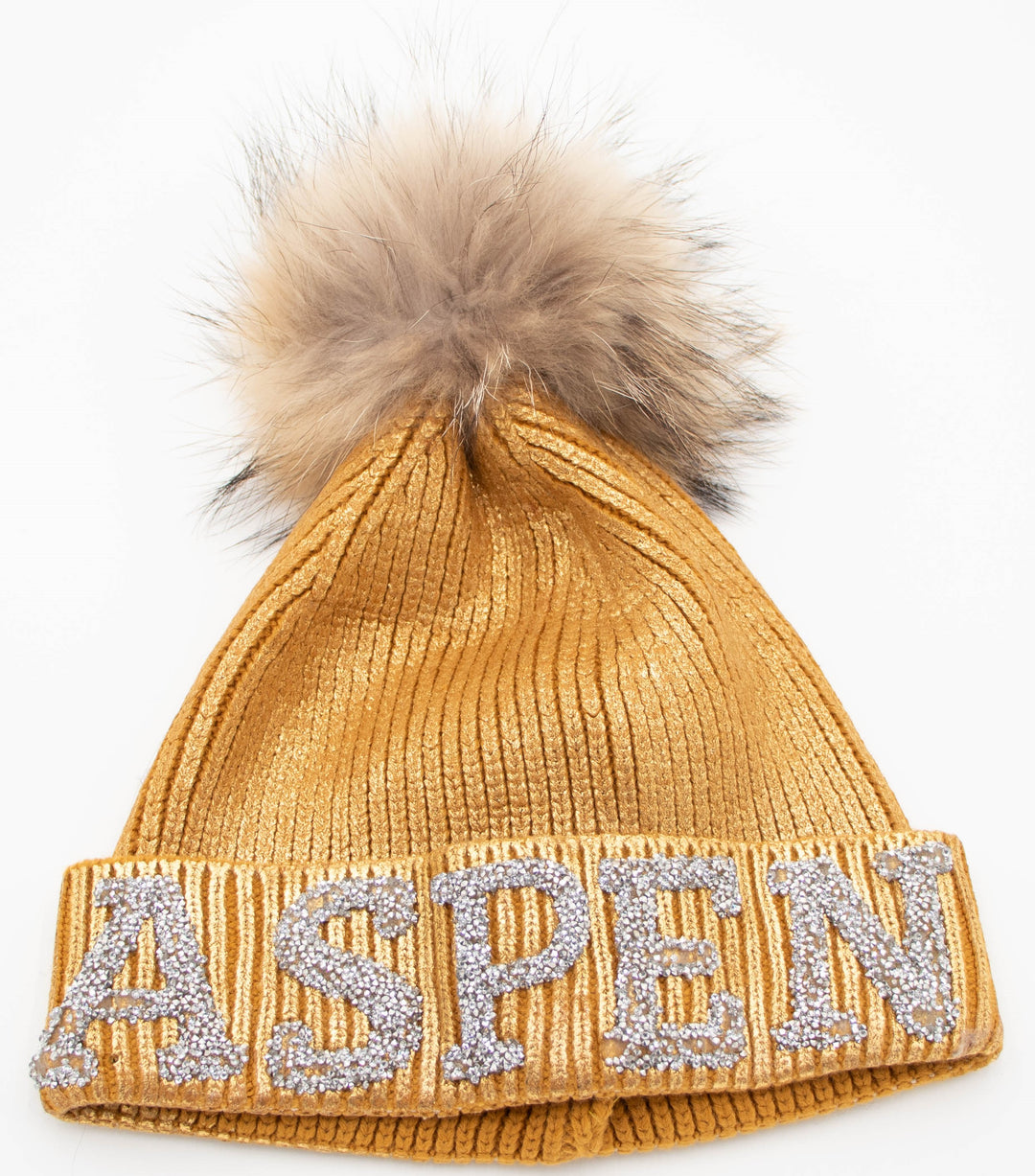 Aspen Knit Beanie With Fox Pom