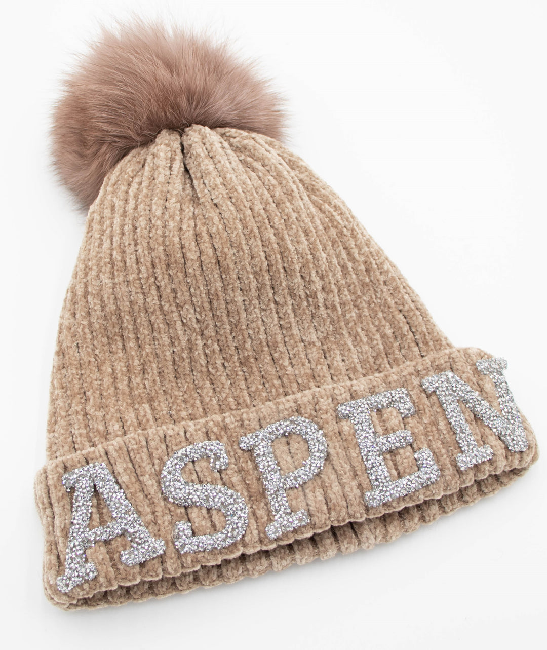 Aspen Knit Beanie With Fox Pom