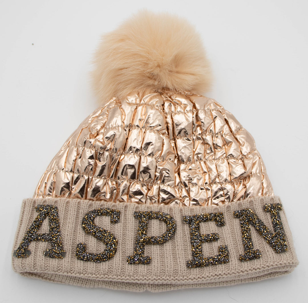 Aspen Knit Beanie With Fox Pom