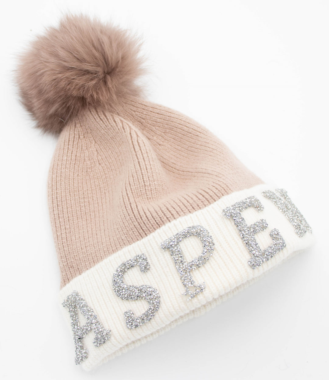 Aspen Knit Beanie With Fox Pom