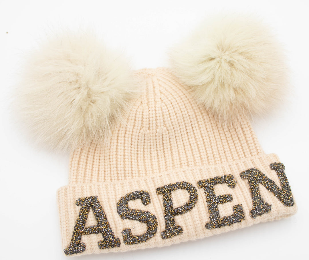 Aspen Beanie With Double Fox Pom