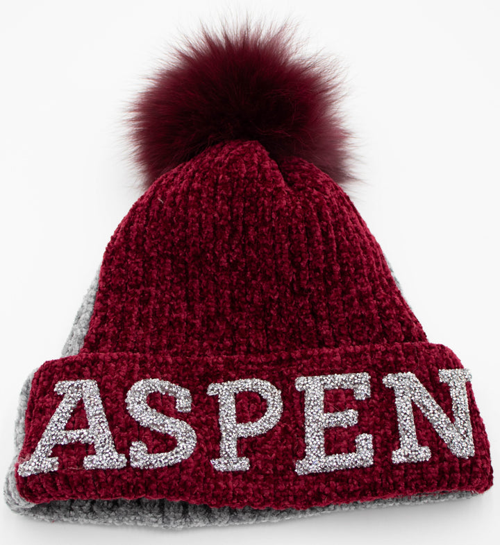 Aspen Knit Beanie With Fox Pom