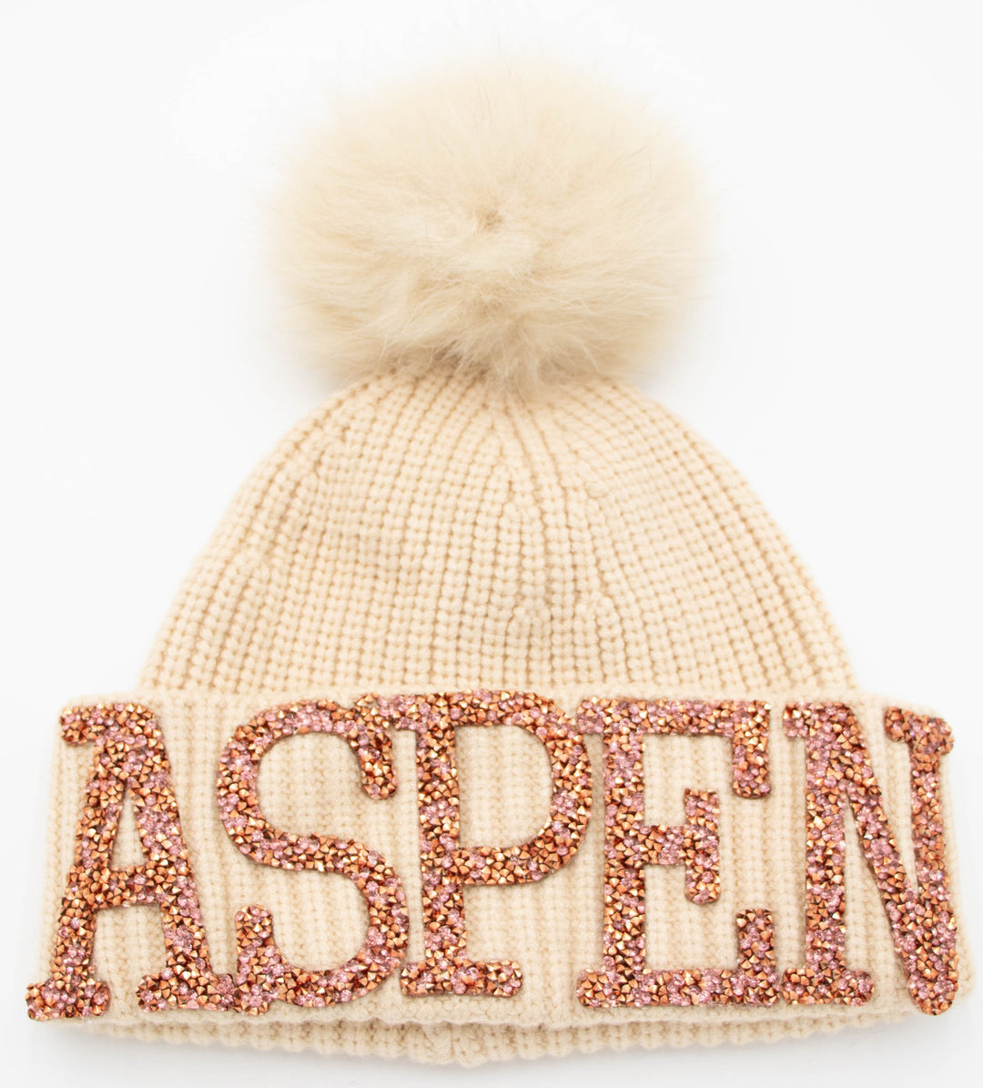 Aspen Knit Beanie With Fox Pom