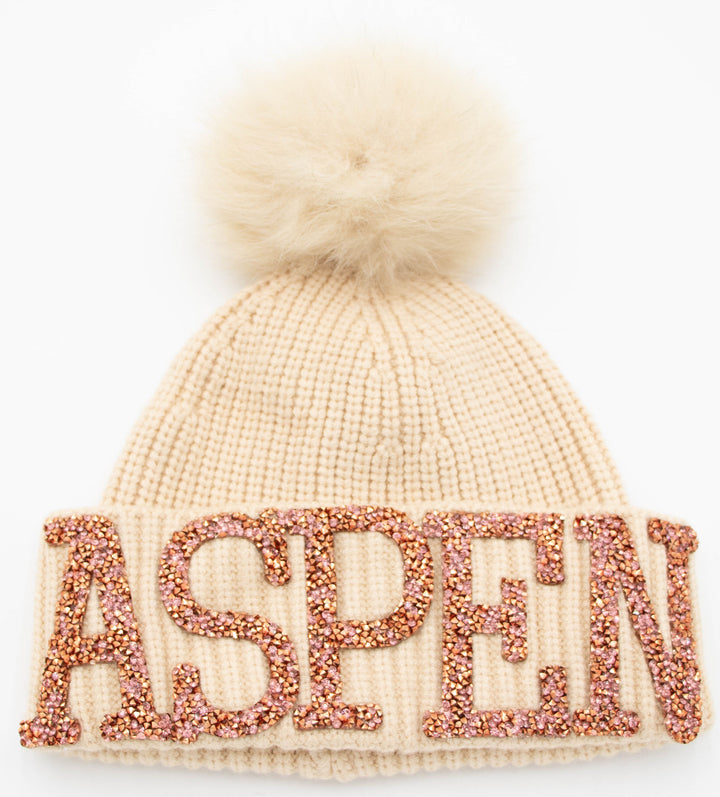 Aspen Knit Beanie With Fox Pom