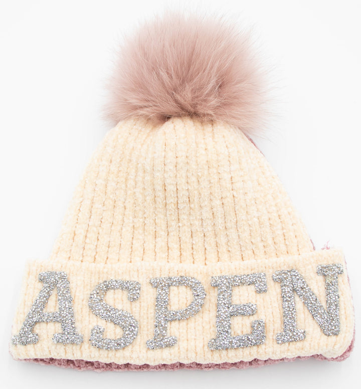 Aspen Knit Beanie With Fox Pom