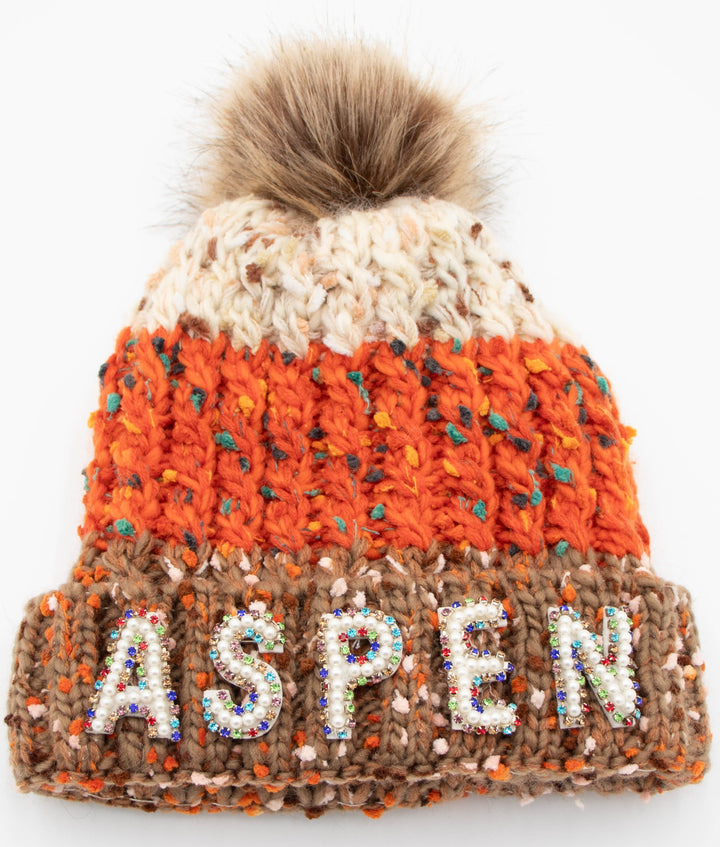 Aspen Knit Beanie With Fox Pom