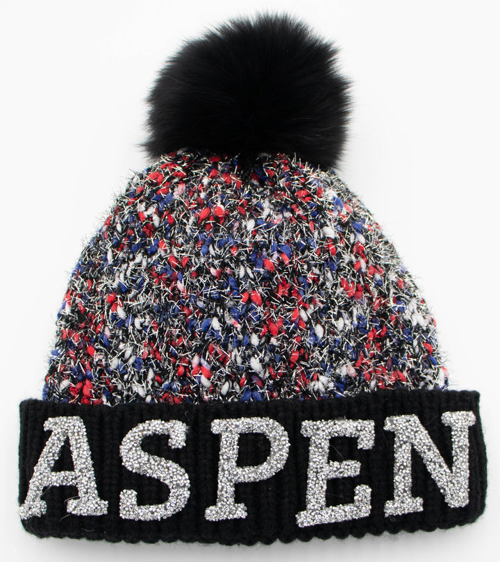 Aspen Knit Beanie With Fox Pom