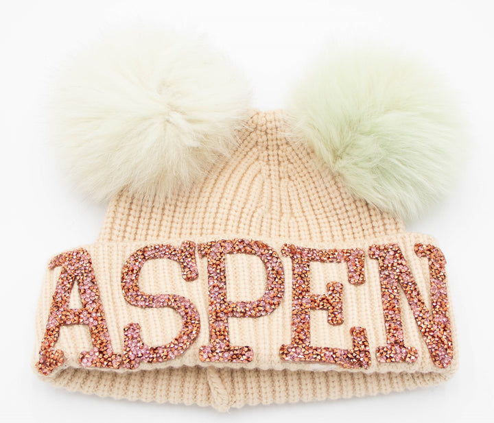 Aspen Knit Beanie With Fox Pom