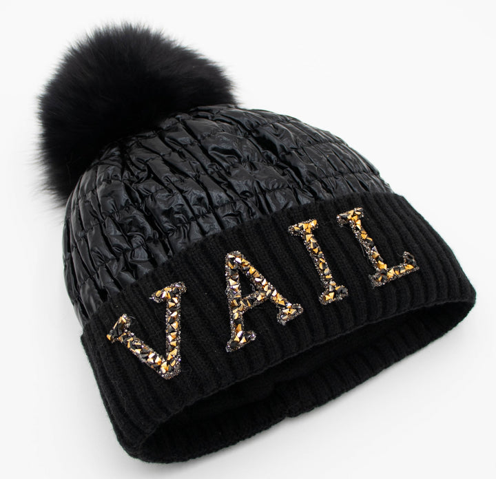 Vail Knit Beanie With Fox Pom
