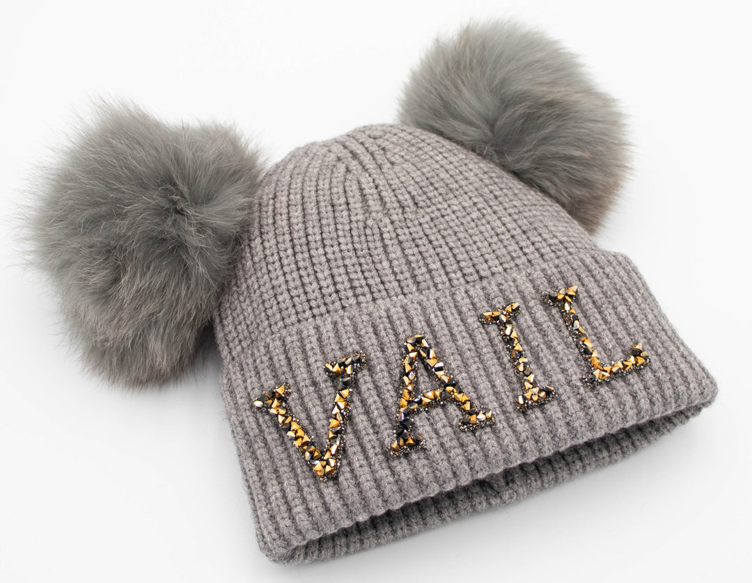 Vail Knit Beanie With Fox Pom