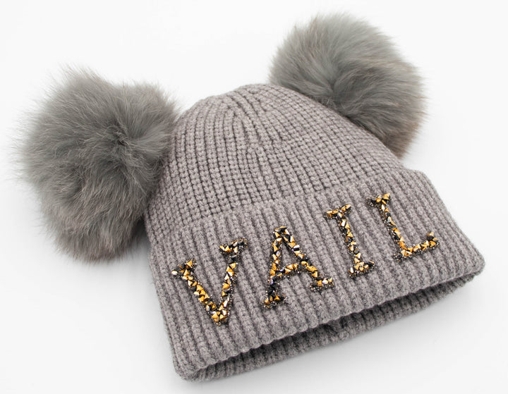 Vail Knit Beanie With Fox Pom