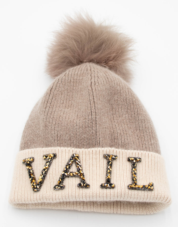 Vail Knit Beanie With Fox Pom