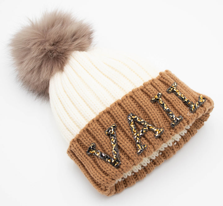 Vail Knit Beanie With Fox Pom