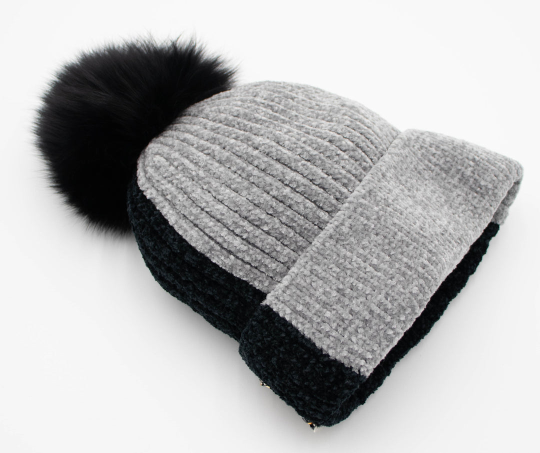 Vail Knit Beanie With Fox Pom