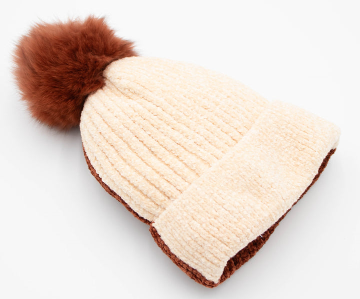 Vail Knit Beanie With Fox Pom