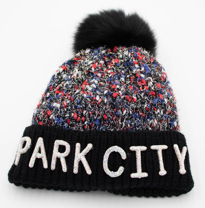 Crystal Park City Knit Beanie With Fox Pom