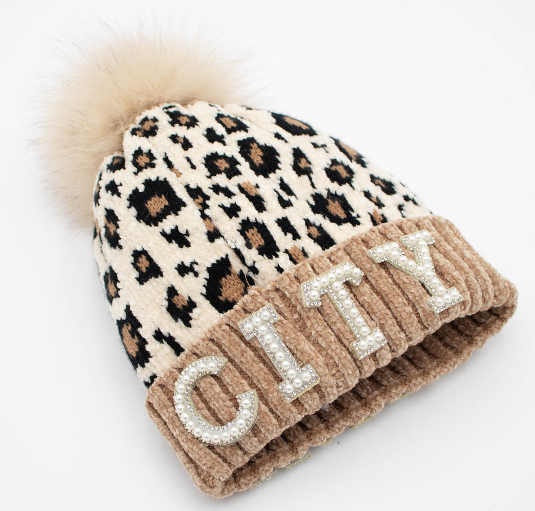 Park City Knit Beanie With Fox Pom