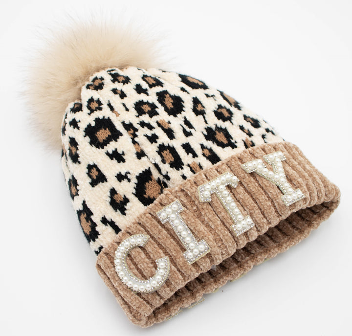 Park City Knit Beanie With Fox Pom