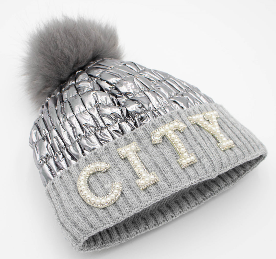 Park City Knit Beanie With Fox Pom