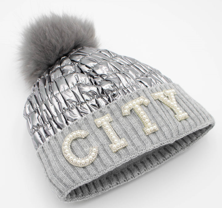 Park City Knit Beanie With Fox Pom