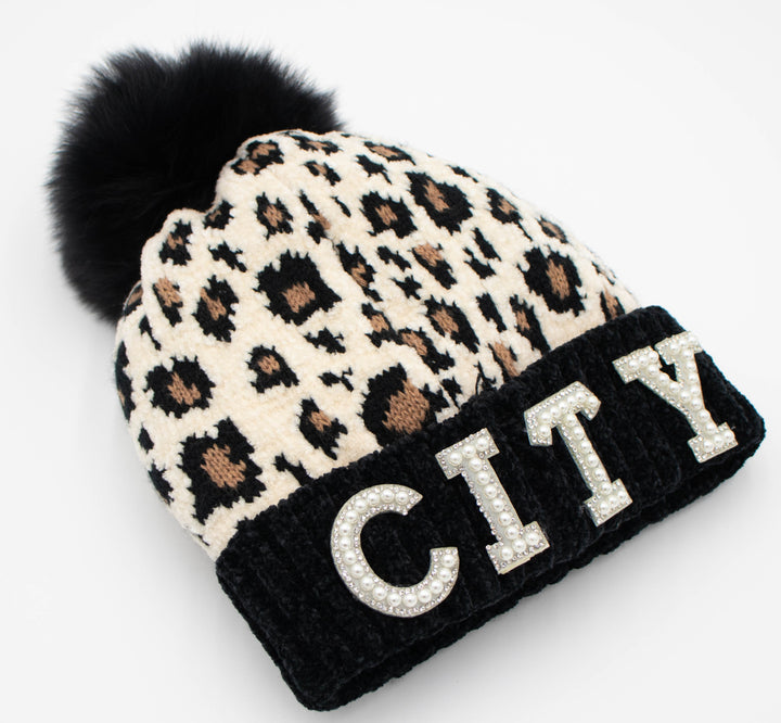 Park City Knit Beanie With Fox Pom