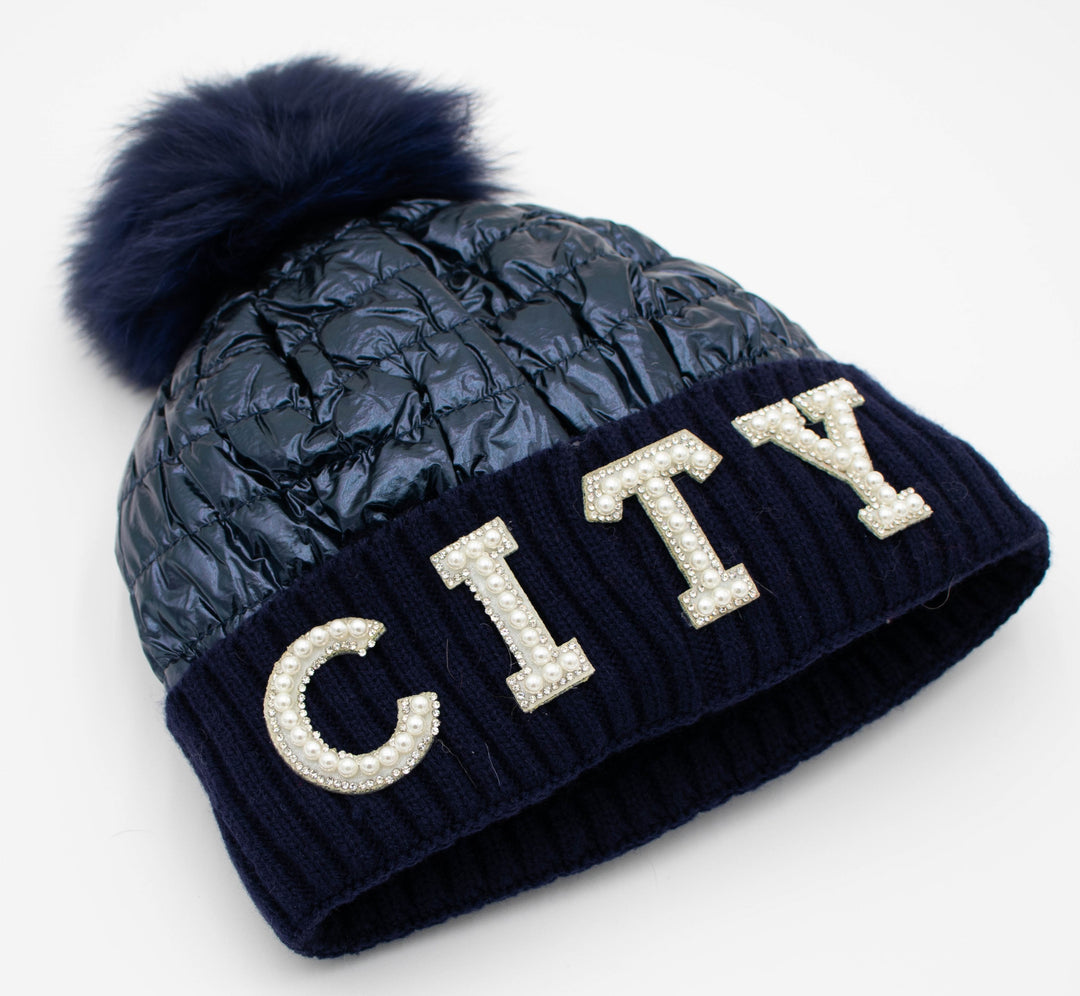 Park City Knit Beanie With Fox Pom