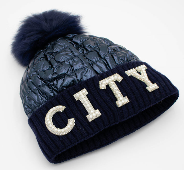Park City Knit Beanie With Fox Pom