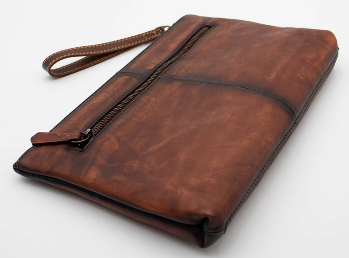 Hand Painted Leather Clutch Bag