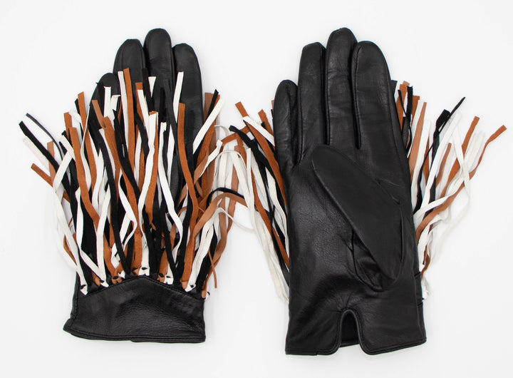 Silk Lined Leather Fring Gloves
