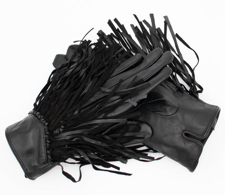 Silk Lined Leather Fring Gloves