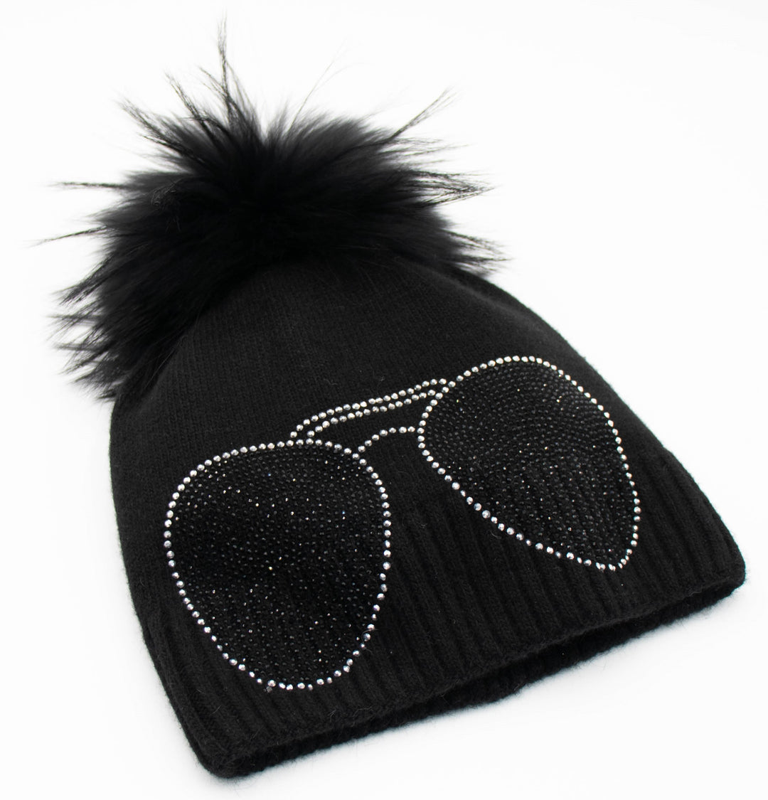 Crystal Sunglass Pom Beanie