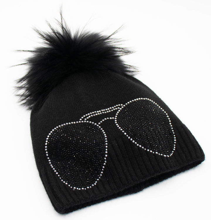 Crystal Sunglass Pom Beanie
