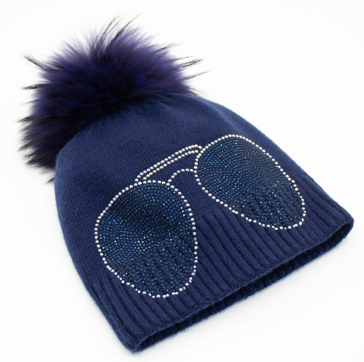 Crystal Sunglass Pom Beanie