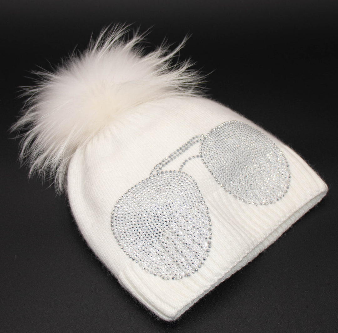 Crystal Sunglass Pom Beanie