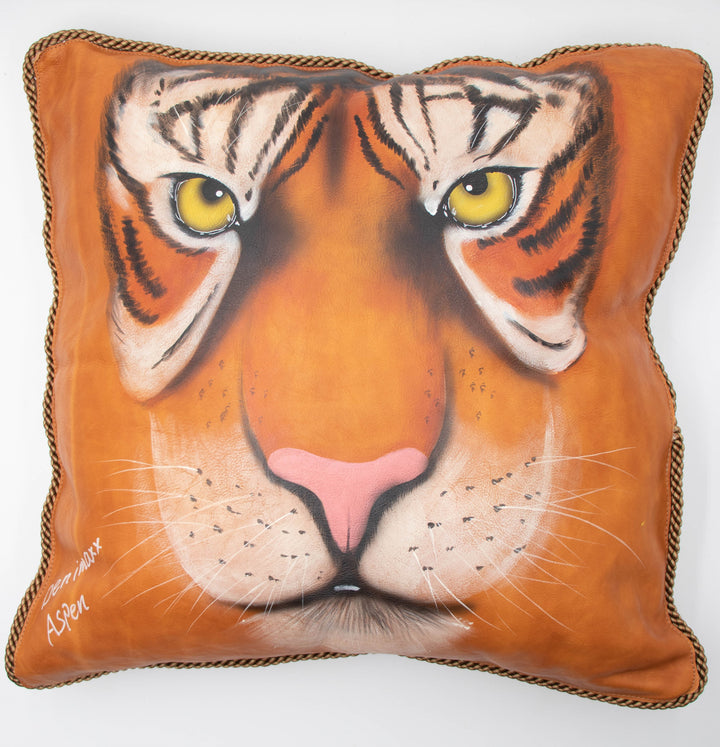 Hand Painted Leather Pillow