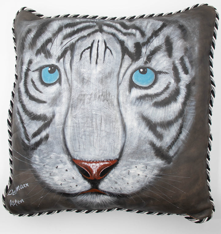 Hand Painted Leather Pillow