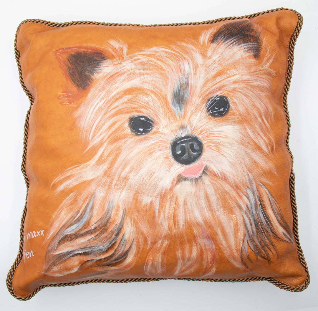 Hand Painted Leather Pillow