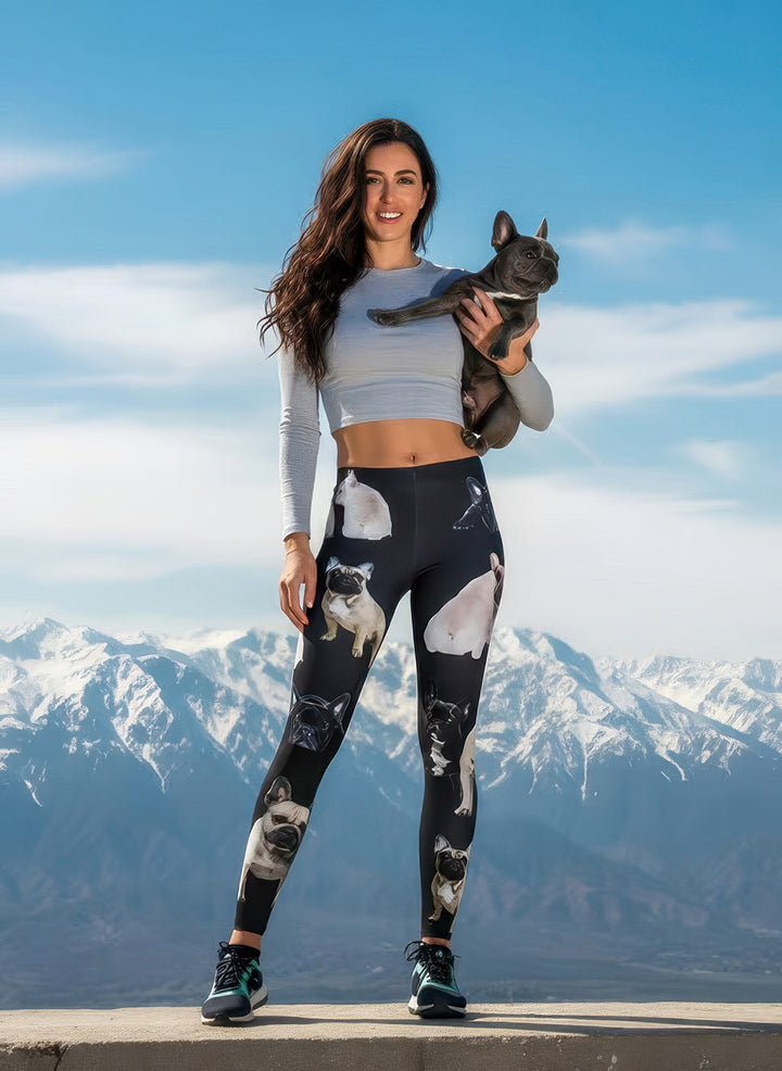 Denimaxx Women's French Bulldog Print High-Rise Leggings