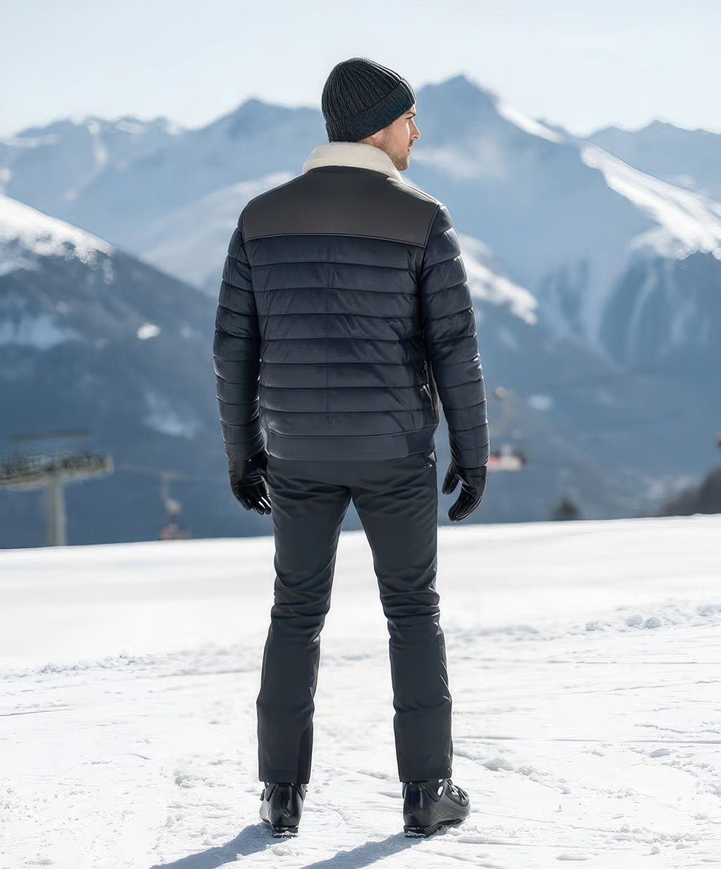 Shearling Jacket With Leather Sleeves
