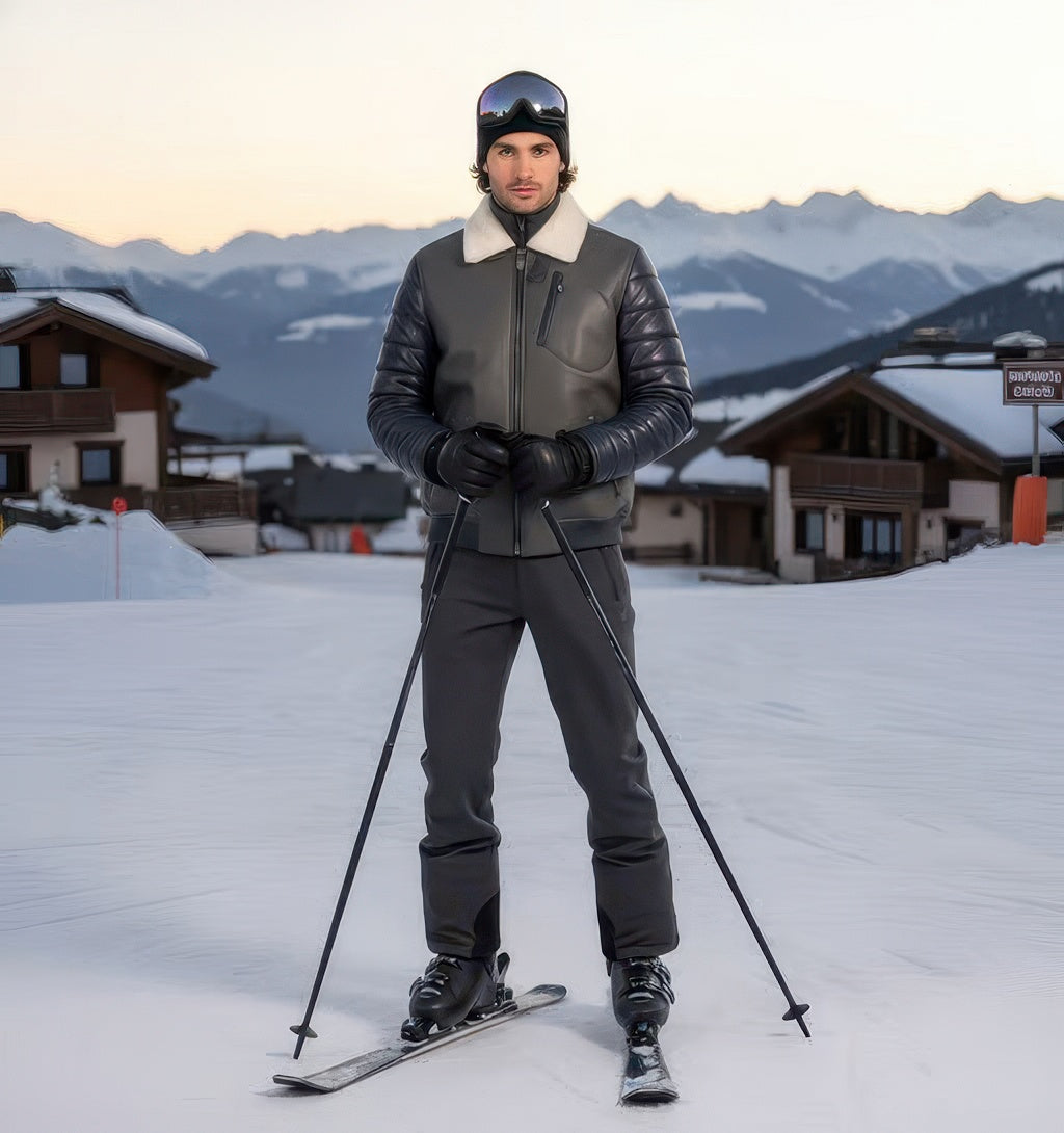 Black Jacket for Men With Leather Sleeves