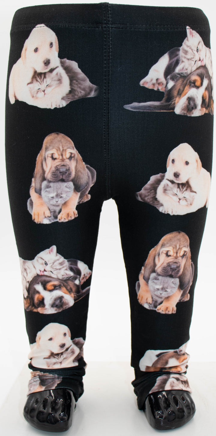 Kitten & Puppy Print Girls Leggings