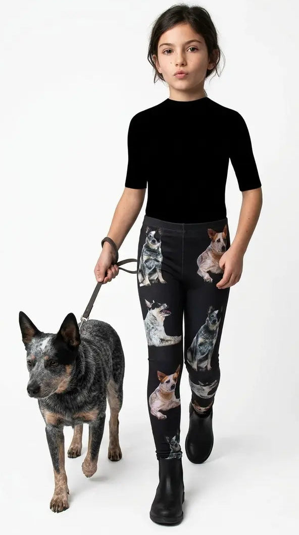 Australian Cattle Dog Print Kids Leggings – Adjustable Waistband