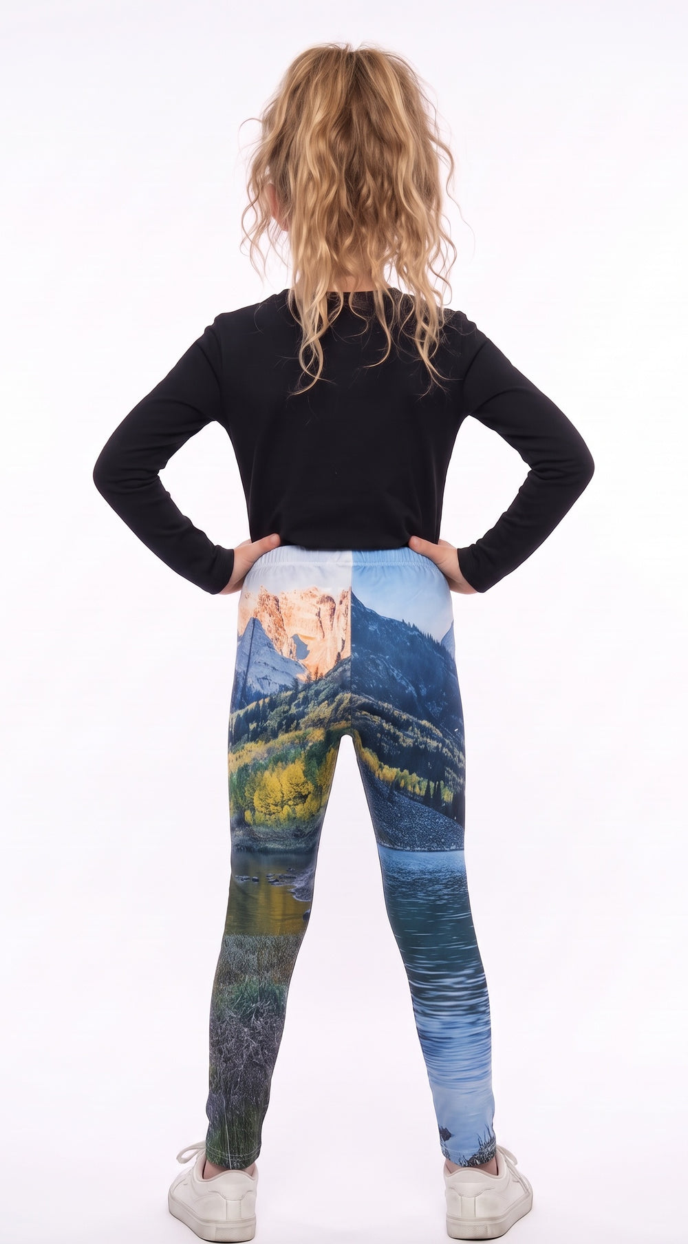Aspen Mountain Print Girls Leggings back
