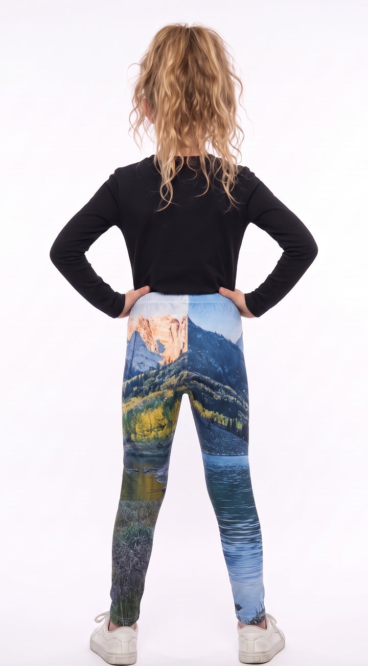 Aspen Mountain Print Girls Leggings back