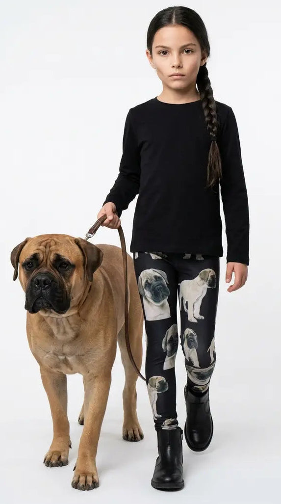 Bull Mastiff Print Kids Leggings – Adjustable Waistband