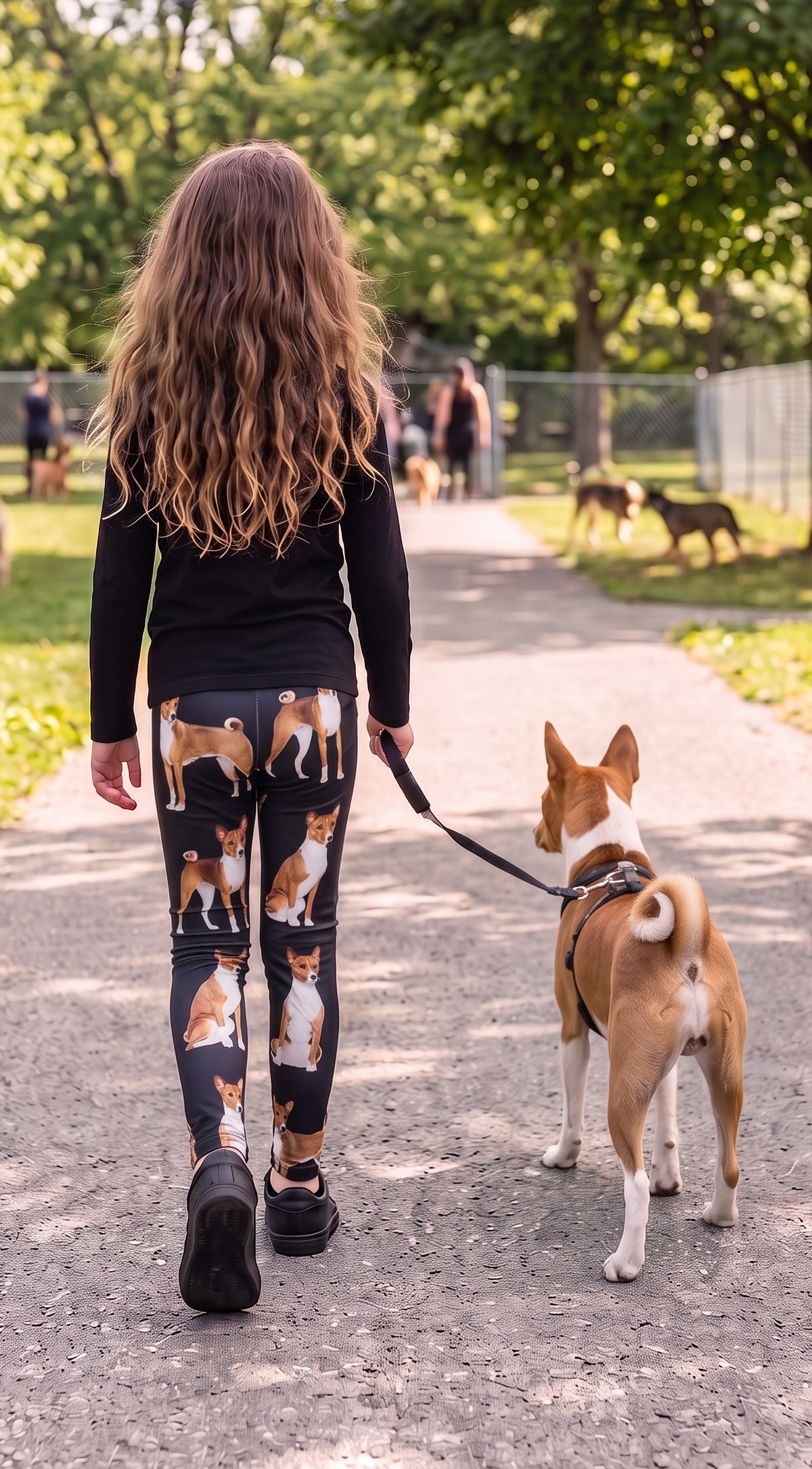 Basenji Print Girls Leggings back
